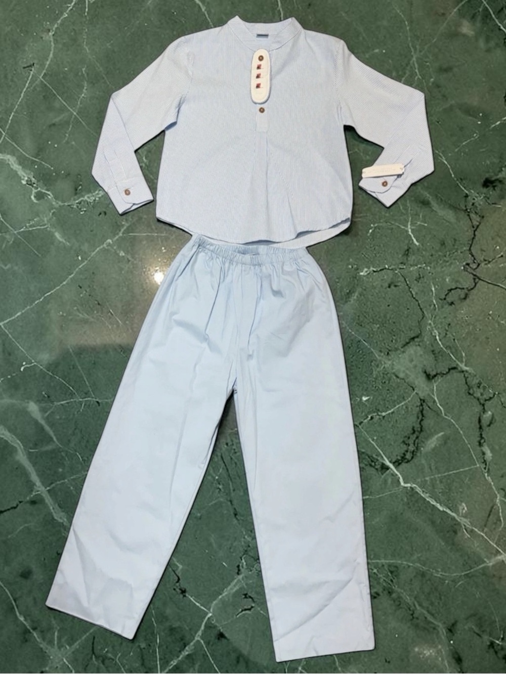 Edgehill Boys Blue Stripe Outfit Set Shirt Pants Easter Spring NWT Size 6